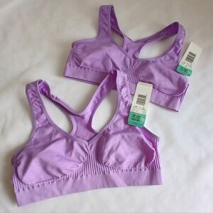 Set of 2 Vassarette Girl Sports Bra Racerback Light Pleasant  Purple Size 30/32